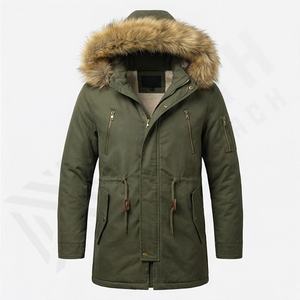 Arrivée hivernale Veste parka décontractée pour homme Manteau Grande taille Extérieur Chaud à capuche Trench en fourrure de mouton Vente en gros Vêtement thermique isolé - Product Image 1