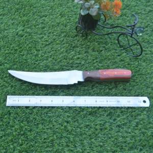 Cuchillo de Caza Galway Grove Hecho a Mano en Acero de Damasco, Punta de Clip, Borde Plano, Mango de Madera de 13 Pulgadas, Funda de Cuero Fino de Grado Industrial - Product Image 2