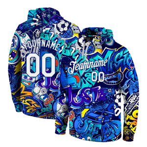 Sudadera con capucha de invierno con nombre de equipo personalizado Unisex patrón sólido bordado sublimación 100% algodón polar de secado rápido transpirable para hombres - Product Image 4