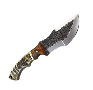Cuchillo de caza Bowie hecho a mano con acero de Damasco personalizado, mango marrón y negro, 10 pulgadas de largo total, para supervivencia, PRESTIGE BLADES - Product Image 3