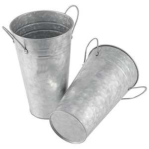 Ensemble de 2 jardinières en métal galvanisé avec poignées, style fermier, décoration de jardin intérieure et extérieure, bacs - Product Image 6