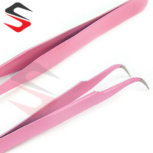 Pincettes d'extension de cils personnalisées avec Logo, couleur rose, ensemble de 2 pièces, vente en gros - Product Image 3