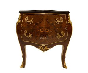 Consola Clásica Curva de Madera con Diseño Incrustado y Detalles Dorados, Elegante Consola de Lujo para Decoración de Interiores - Product Image 3