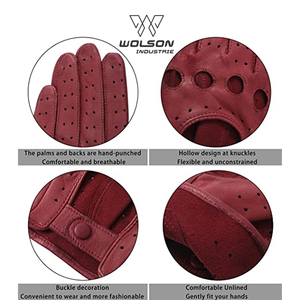 Wolson Industry Gym Working Driving Men Motorcycle Smart Phone Gants de conduite de voiture en cuir véritable pour unisexe de haute qualité. - Product Image 5