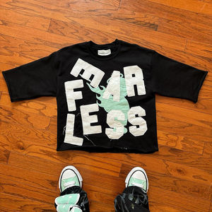 Sunfaded Lavé T-shirts Hommes Personnalisé Imprimé Broderie Logo Anti-rides 100% Coton Strass Double Couche À Manches Longues T-shirt - Product Image 2