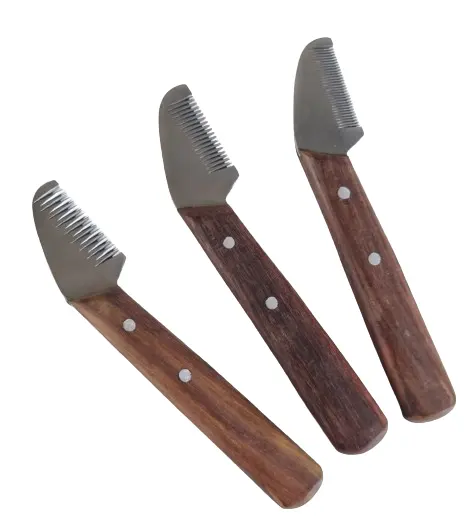 Toptan özelleştirilmiş 1 parça ahşap saplı profesyonel Pet bakım ürünleri ile Striping bıçaklar