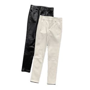 Pantalon en cuir véritable noir et blanc, pantalon en peau de mouton, classique, taille haute, skinny, leggings extensibles pour femmes, Pantalon Mujer - Product Image 1
