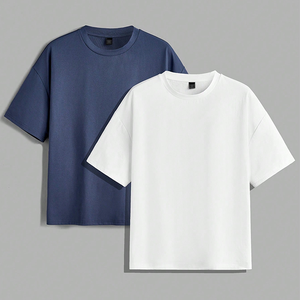 High Quality Custom Printed Mock Neck Drop Shoulder <b>Loose</b> Fit Blank <b>Cropped</b> Heavyweight Thick Cotton Crew, Fitness <b>T</b> <b>Shirt</b> - Product Image 1