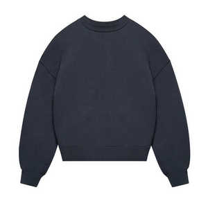 Jersey de felpa francesa de algodón 100% de alta calidad, Sudadera de cuello redondo de gran tamaño con logotipo personalizado para hombres, estampado liso de peso pesado - Product Image 3