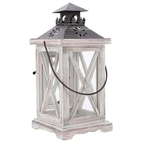 Linternas de vela de madera de acacia y hierro Color marrón para el hogar y la boda Linternas de vela colgantes y de mesa decorativas - Product Image 2