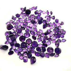 อเมทิสต์ธรรมชาติผสมรูปร่างและขนาดตัดพลอยหลวม100ชิ้นอัญมณีจำนวนมากสำหรับการทำเครื่องประดับหินคุณภาพสูง2-10มม. - Product Image 1