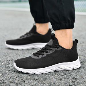 Wholesale Custom Casual Running Shoes Black Fly Knit Upper <b>Height</b> <b>Increasing</b> Breathable Soft EVA <b>Insole</b> Men's Sports Sneakers - Product Image 4