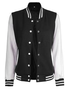 Chaqueta Varsity Lisa blanca y negra para mujer. - Product Image 3