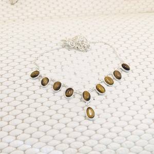 925 Sterling Silver Fine Handmade <b>Tiger</b> <b>Eye</b> Cabochon Necklace Fashion <b>Jewelry</b> with Bezel Setting for Christians - Product Image 1