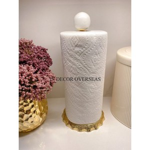 Base ronde en marbre blanc pour porte-serviettes en papier design en aluminium plaqué or de l'Inde à un prix impressionnant - Product Image 3