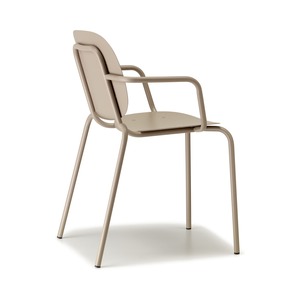 Stackable Outdoor <b>Dining</b> Armchair Galvanized Painted Steel Frame with Armrests 6 Colours for Restaurant Cafe Hotel Terrace - Product Image 4