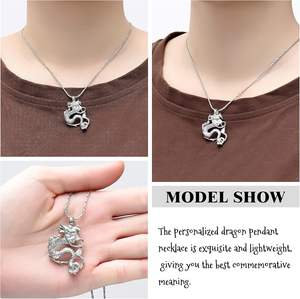 Collar de urna de dragón de acero inoxidable de plata moderna, tamaño personalizado, joyería de cremación, recuerdo de cenizas para mujeres y hombres - Product Image 4