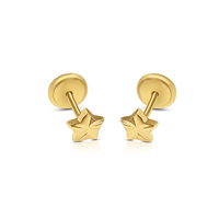 Pendientes Estrella Diamante Corte 9K Oro Amarillo Moda con Tornillo Diseño Lujoso Hecho en España