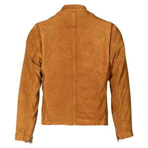 <b>Men's</b> Real Suede Leather Canvas <b>Trucker</b> <b>Jacket</b> Classic Motorcycle Style Fully Custom Made Front Logo - Product Image 3