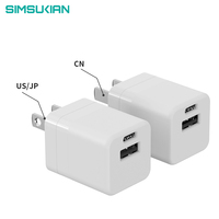 Pengisi daya USB lipat, untuk Simsukian PD 35W GaN, pengisi daya USB Ultra ringan, kompak tahan lama, port USB tipe-c untuk Apple AirPods 24V/9V DC