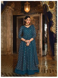 Jupe de travail Dupatta Style Long pour les fêtes de mariage Designer Bridal Special Real Georgette Embroidery Sequence - Product Image 4
