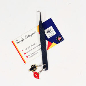 Pince à épiler professionnelle à 90 degrés avec breloques en acier inoxydable pointe de fibre pince à épiler solide Extension de cils beauté durable - Product Image 1