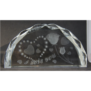 Imágenes grabadas con láser en 3 D en cristal en forma de media luna regalos del Día de San Valentín Regalo para mamá Rosa y regalos para su corazón te amo