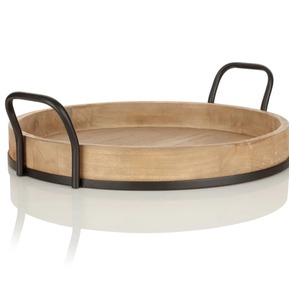 ถาดเสิร์ฟชาไม้ทรงกลมขนาดใหญ่ถาดเสิร์ฟชากาแฟสำหรับห้องครัวปาร์ตี้บาร์อาหารเช้า - Product Image 3