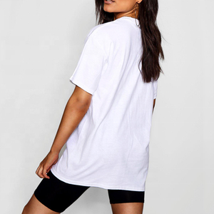 T-shirt surdimensionné pour femmes col rond personnalisé | 100% coton blanc haut uni couleur unie décontracté à manches courtes T-shirt à épaules tombantes - Product Image 2