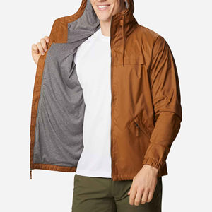 Nouvelle arrivée, veste coupe-vent en nylon à capuche personnalisée OEM, veste noire coupe-vent, couleur unie, manches longues, streetwear pour hommes - Product Image 4