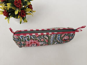 Bloc de main indien imprimé tissu de coton durable écologique pochette de maquillage matelassée fermeture à glissière papeterie crayon sac ensemble - Product Image 3