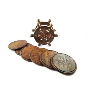 Square Walnut Coasters & Round Shape Wooden Polished & shed - Product Image 6