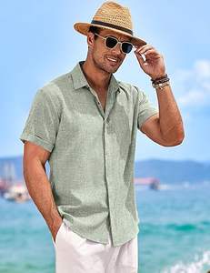 Chemise hawaïenne pour homme à manches courtes 100% coton respirant à séchage rapide Hauts décontractés - Product Image 5