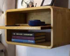 Table de chevet flottante en bois écologique faite à la main avec tiroir de rangement Design moderne pour meubles de chambre à coucher-Options de tiroir personnalisées - Product Image 4