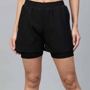 Pantalones cortos de verano de cintura alta para mujer, cintura elástica transpirable informal con bolsillos para entrenamiento en la playa, Yoga - Product Image 5