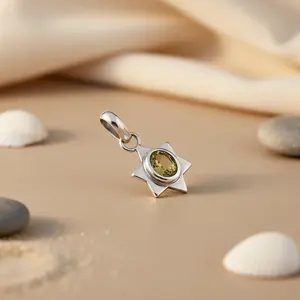 Pendentif étoile en argent 925 avec citrine, perle d'eau douce, zircon, diamant, plaqué rhodium, bijoux vintage tendance pour femmes - Product Image 2