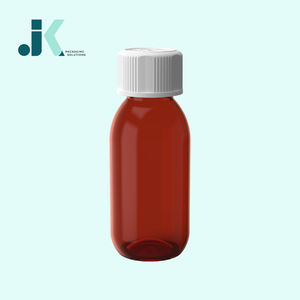Botella redonda de jarabe PET Embalaje 100ml con tapa CR Ámbar Fábrica de Vietnam Servicio OEM ODM La mejor calidad M0763 - Product Image 1