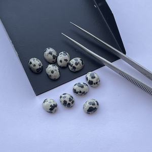 10mm 20mm Naturel Blanc Noir Dalmation Jaspe Lisse Ovale Dos Plat Cabochon Lâche Du Fabricant Tendance AAA Qualité 2025 - Product Image 2