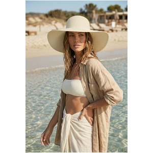 Wide Brim Cream Knit Pattern Fashionable And Functional <b>Hat</b> Sun Protection Hsr2005 - Cream - Product Image 6