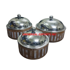 Metal Natural Finished Mother of Pearl Classic Hotpot High Quality Dinnerware Casserole Shape Luxury New Meta Food Warmer - Product Image 1