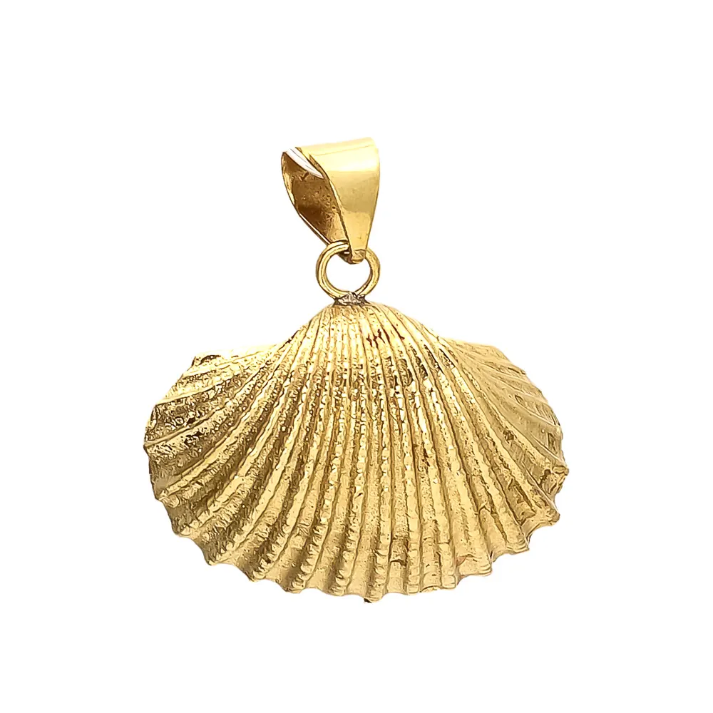 Collana con ciondolo a forma di conchiglia di grandi dimensioni gioielli oceano 316l in acciaio inox PVD oro placcato oro 18k moda collana conchiglia oceano