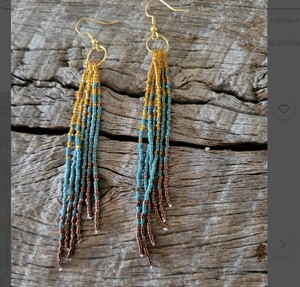 Pendientes largos de borla con cuentas, pendientes de cuentas, pendientes de cuentas de semillas - Product Image 2