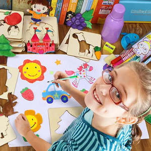 Plantillas de Dibujo de Madera Inspiradas en Montessori, 42 Piezas, Material PET, para Niños - Product Image 2