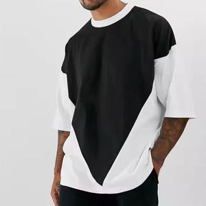 เสื้อยืดผ้าฝ้ายขนาดใหญ่สุดหรูสำหรับผู้ชายเสื้อผ้าแนวสตรีทแวร์ผ้าถักไหล่ตกและมีน้ำหนักมาก - Product Image 5