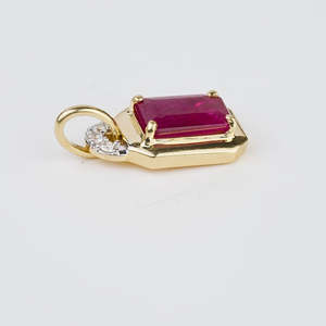 Pendentif en rubis naturel et diamant en or rose et or blanc, bijou religieux fait main - Product Image 3
