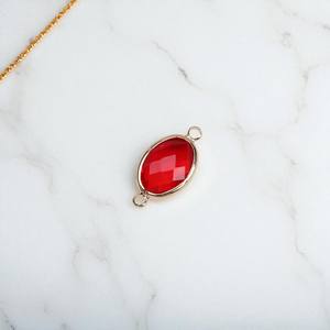 Connecteur à breloques double bélière ovale grenat pierre précieuse-Charmes de lunette en argent 925-Vente en gros de bracelets pour bricolage - Product Image 1