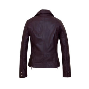 Veste en cuir véritable pour femmes avec doublure en coton doux et signature extérieure audacieuse Trend-Matching Look - Product Image 5