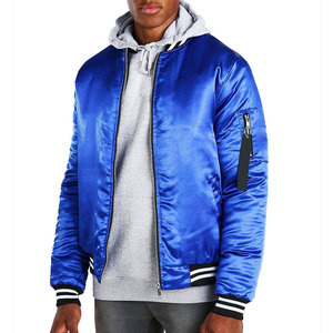 Fashionable Stand Collar Varsity Satin Jacket Men Bulk Discount Streetwear Customized Bomber <b>Coat</b> Reversible & Waterproof - Product Image 4