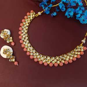 Indian Jewelry Bollywood Faux Pearl Crystal Choker Kundan Necklace <b>Earrings</b> Wedding Jewelry Set - Product Image 2