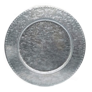 Assiette de présentation en métal galvanisé Forme ronde Designer Handmade Best Under Plates Assiettes à riz classiques en acier inoxydable - Product Image 1